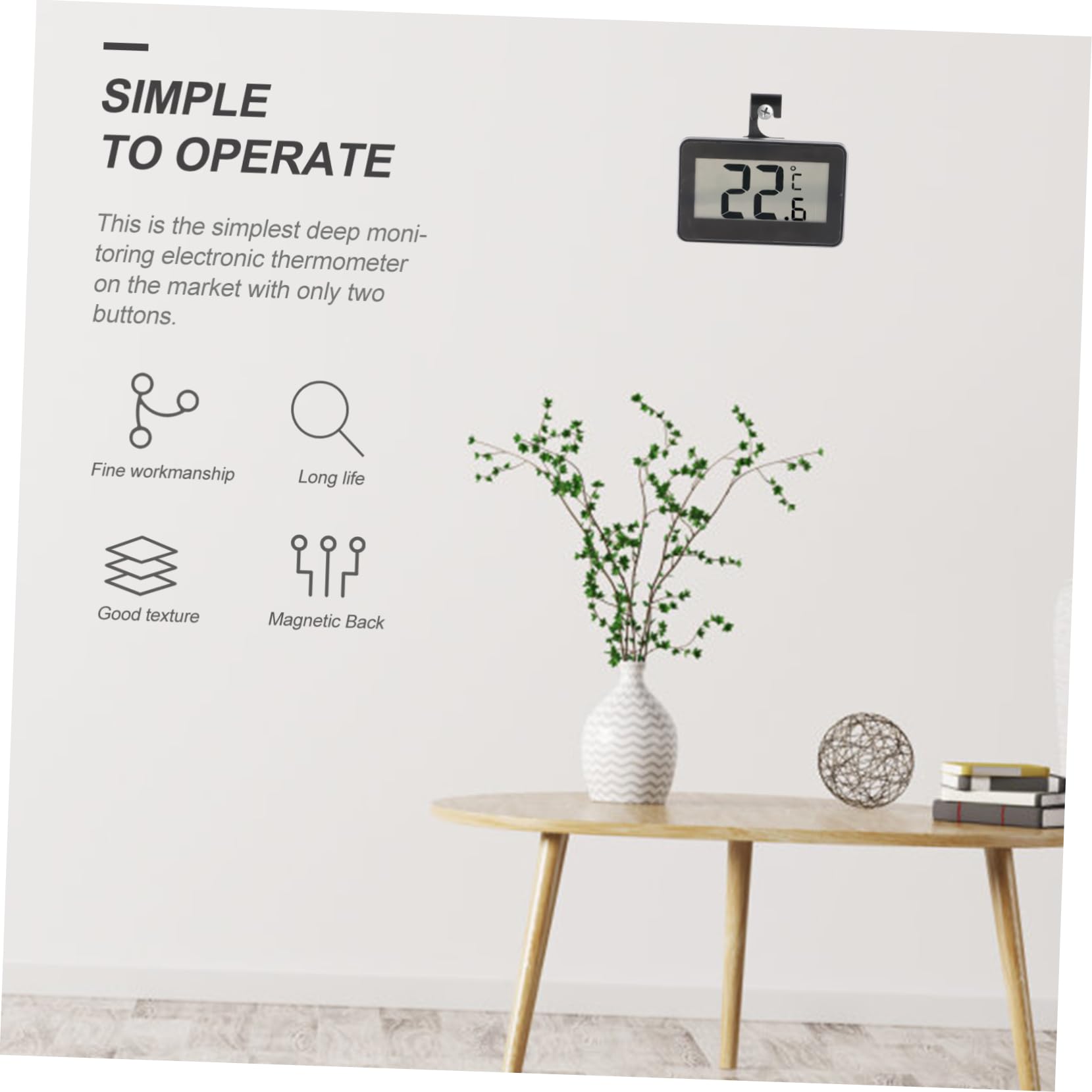 MAGICLULU 3pezzi Termometro Elettronico Ad Alta Precisione Con Allarme Per Frigorifero Display Design Semplice e Supporto Magnetico Per Appendiere Nero
