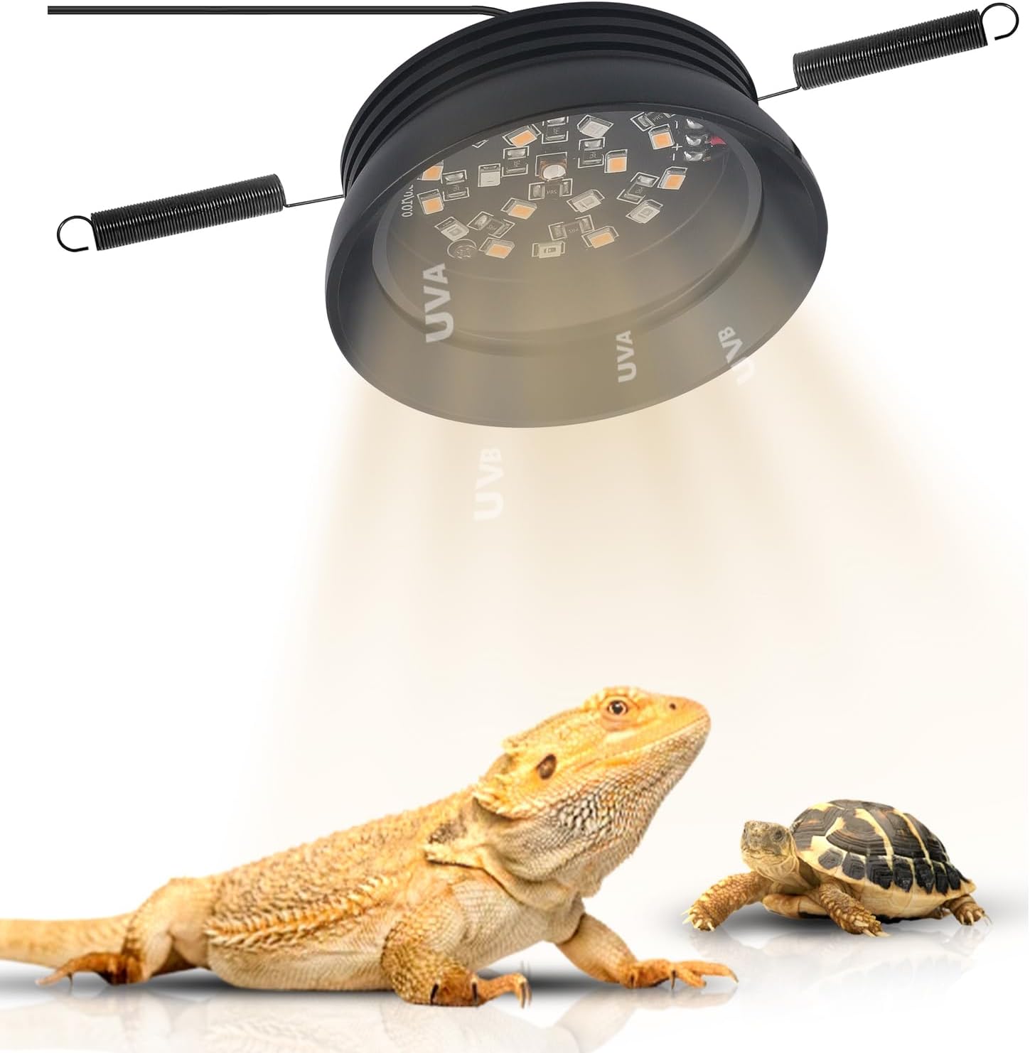Small Full Spetrum LED UVA UVB Reptile Light with Dimmer & Cycle Timer for Bearded Dragon Lizard Gecko Snake Turtle, 8W, Bright Adjustable,UVB10.0,UVB5.0 & Daylight Modes Switchable,Aluminum Shell