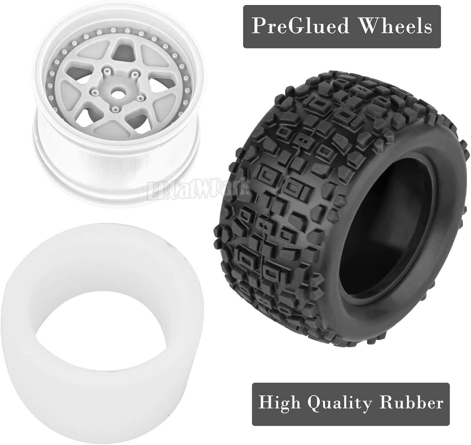 12mm Hex RC Truck Wheels and Tires for 1/18 Granite/1/18 Typhon RC Monster Truck Car,RC Drift Off Road Buggy Rally Truck Tires,4Pcs(White)