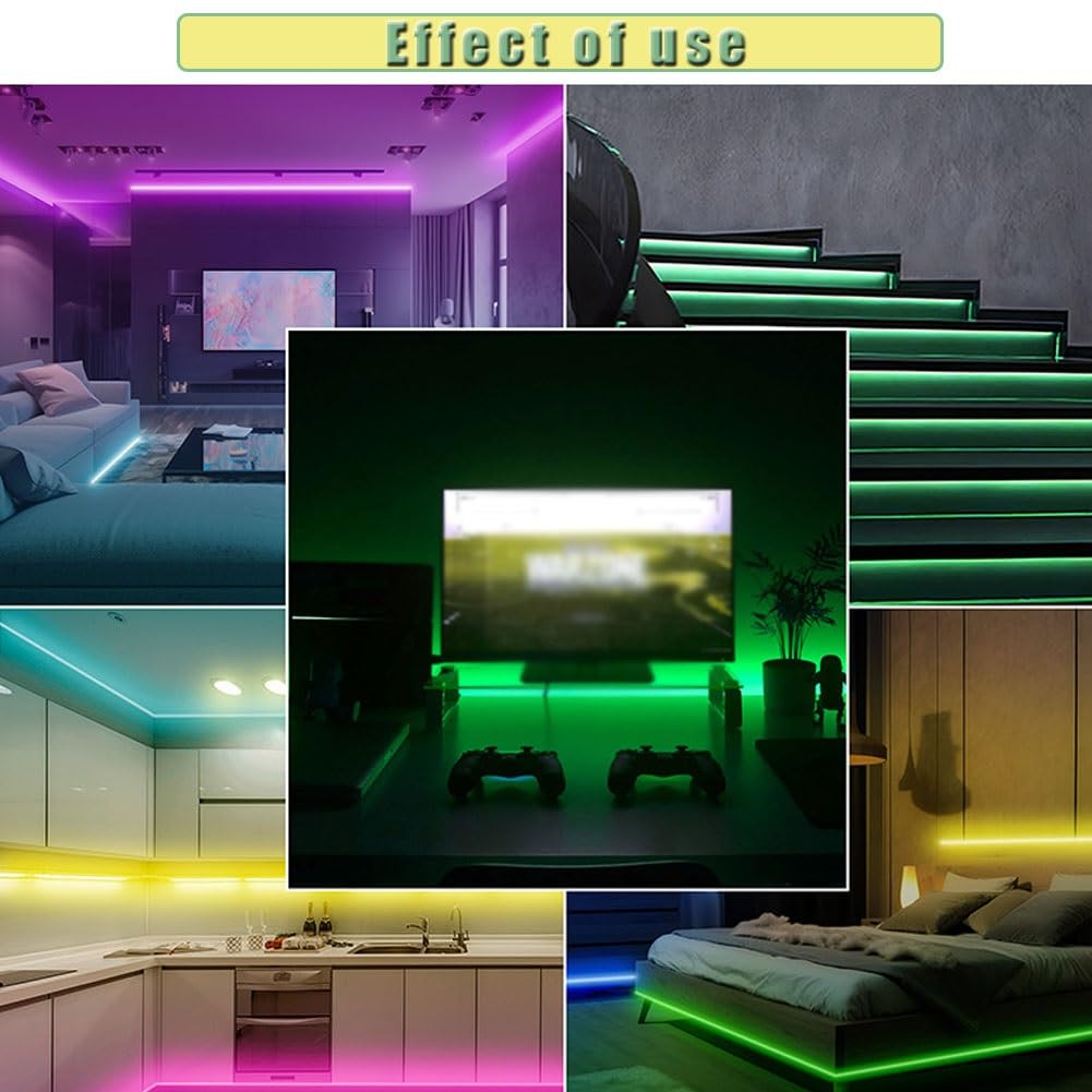 Tira luz LED 6m de Largo for computadora TV,luz Ambiental LED for Juegos RGB,Control Remoto 44 Teclas,Tira de iluminación Ambiental de TV Flexible,Tira retroiluminación detrás la TV