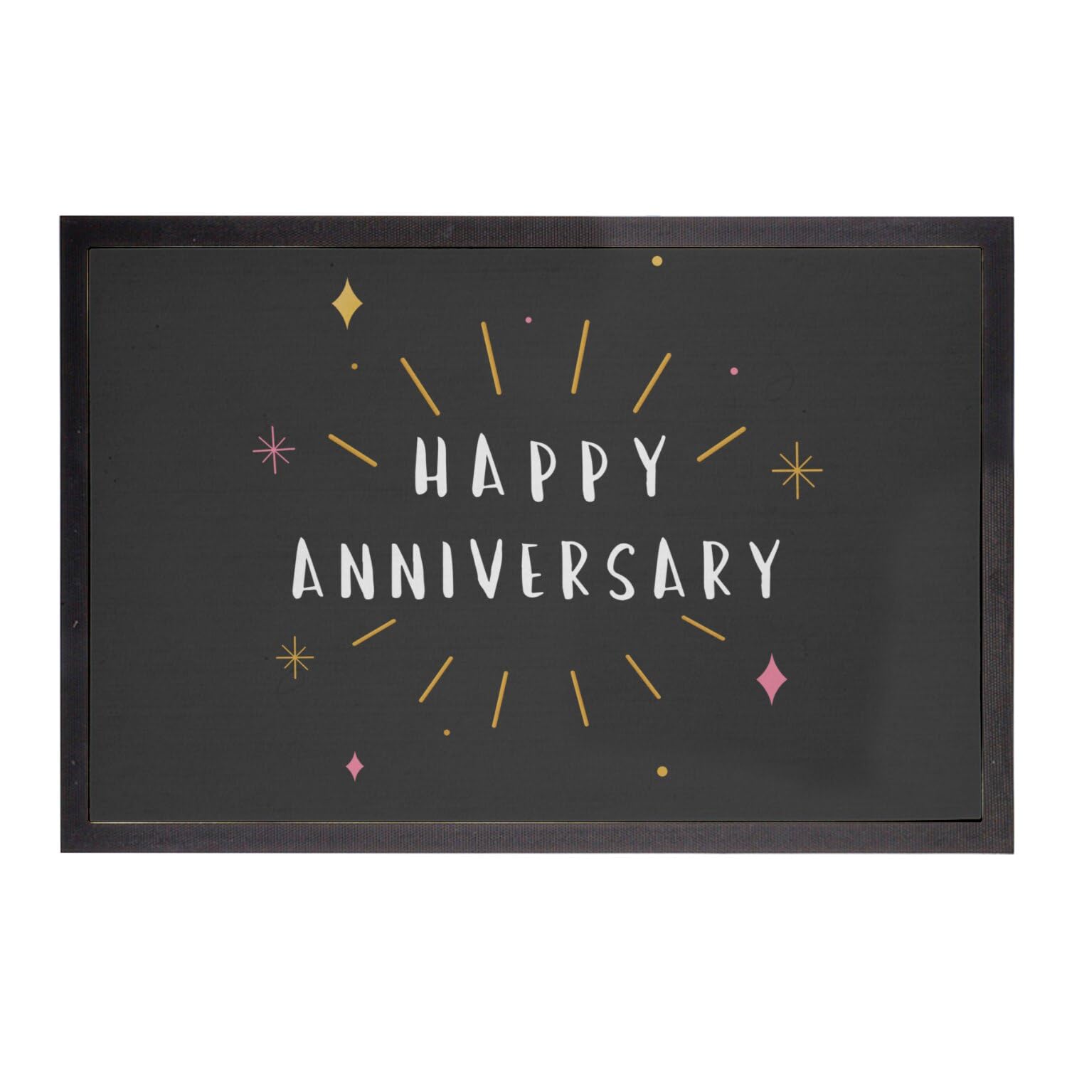 Paillasson noir 60x40cm Happy Anniversary pour tapis entrée et idée cadeau mariage