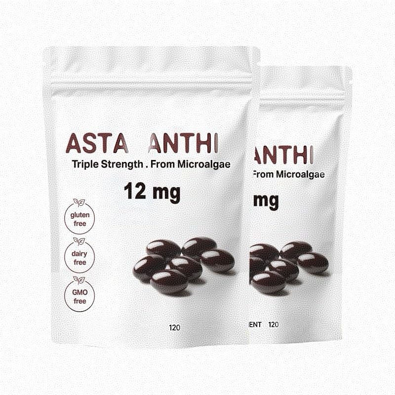 Astaxanthine de qualité supérieure, aux propriétés antioxydantes, favorise la santé des yeux et des articulations, convient aux hommes et aux femmes.,2PCS
