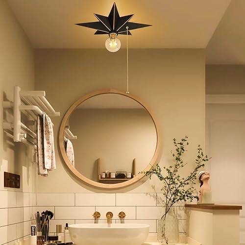 Miniatura 6 de Lámpara de techo de montaje al ras de 16 pulgadas con interruptor de cadena de tirar para encendidoapagado, luminarias de techo industriales de