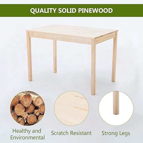 Miniatura 3 de Juego de mesa de comedor para 4 mesa de cocina de madera de pino y sillas para mesa de comedor para espacios pequeños con 4 sillas