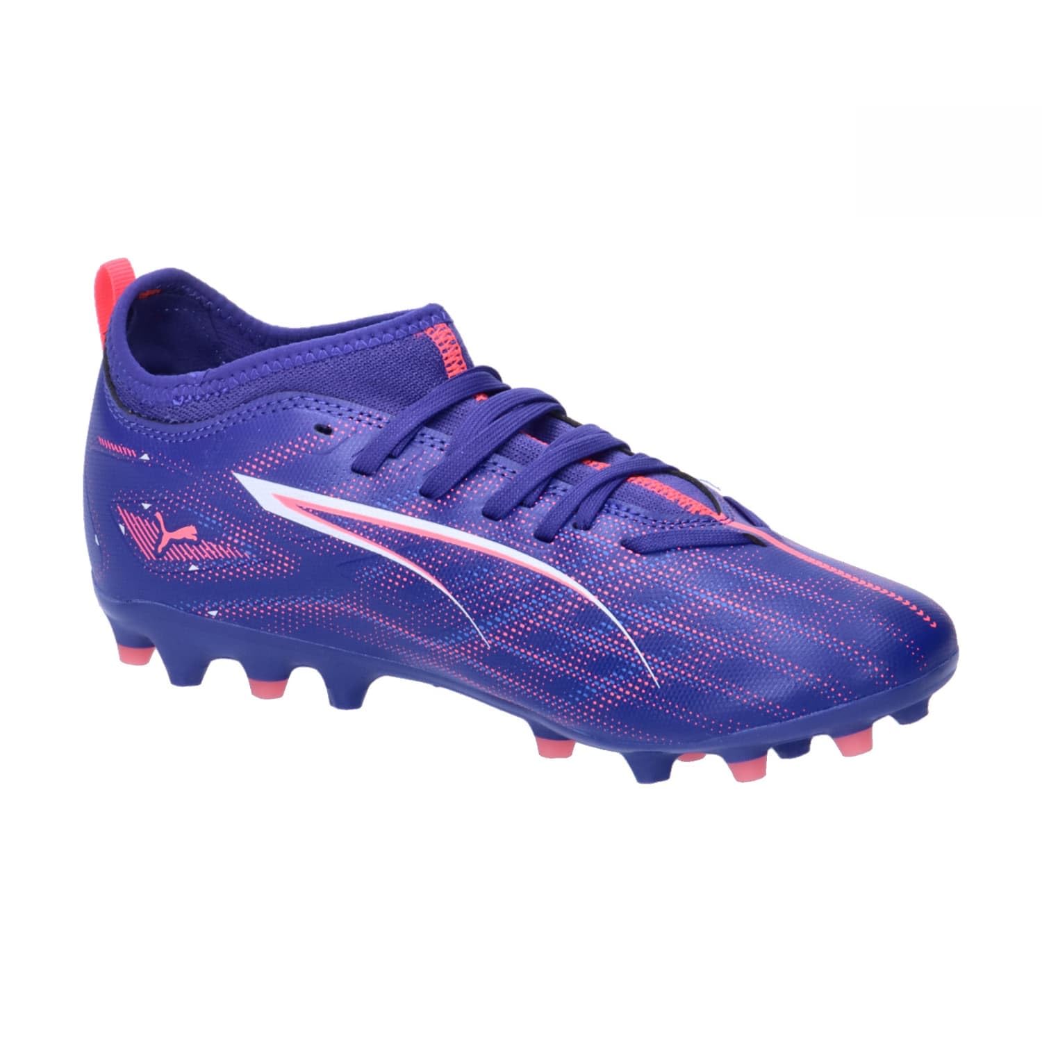 Puma Unisex Youth Ultra 5 Match MG JR Soccer Shoe, Lapis Lazuli-Puma White-Sunset Glow, 31 EU