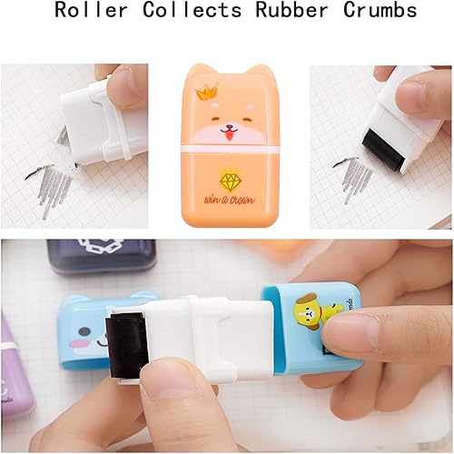 Miniatura 7 de PROMISE FLOURISH Borrador con estuche para rodillos 10 unidades goma con temática de animales de dibujos animados bonitos borradores para la escuela