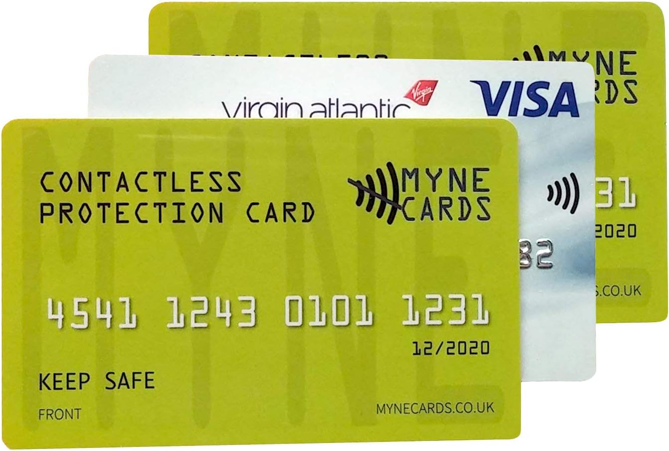 RFID Blocking Card - MYNE CARDS | Twin Pack Get Contactless Card Protection | inc Tap and Go Credit Cards Visa and MasterCard