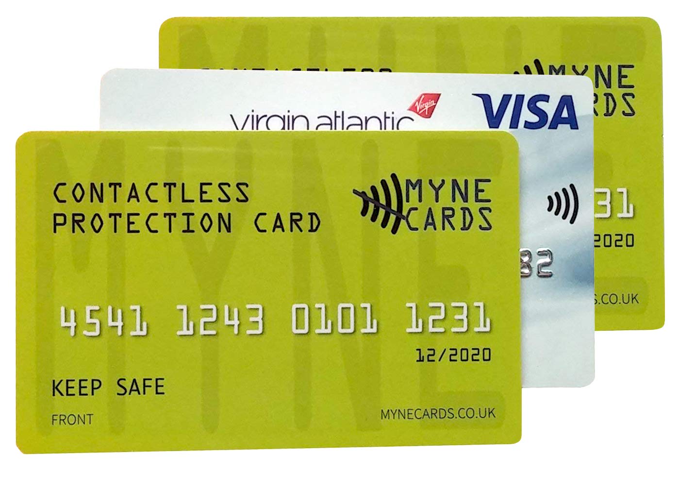 RFID Blocking Card - MYNE CARDS | Twin Pack Get Contactless Card Protection | inc Tap and Go Credit Cards Visa and MasterCard