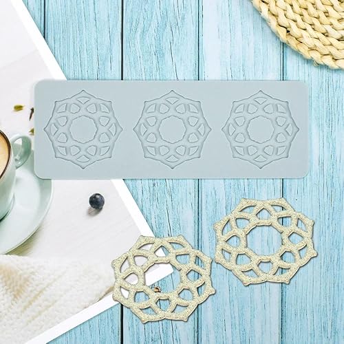Vista 23 de Molde de silicona 3D de patrón múltiple geométrico para fondant, almohadilla de encaje, molde de silicona para pasteles, fondant, arcilla