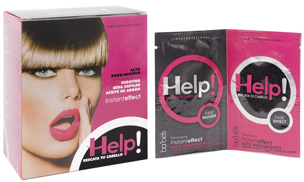 Reparador cabello - cabello liso - keratina - aceite de argán - seda - 12 servicios monodosis - Help!! Tratamiento de rescate de Lewex Profesional