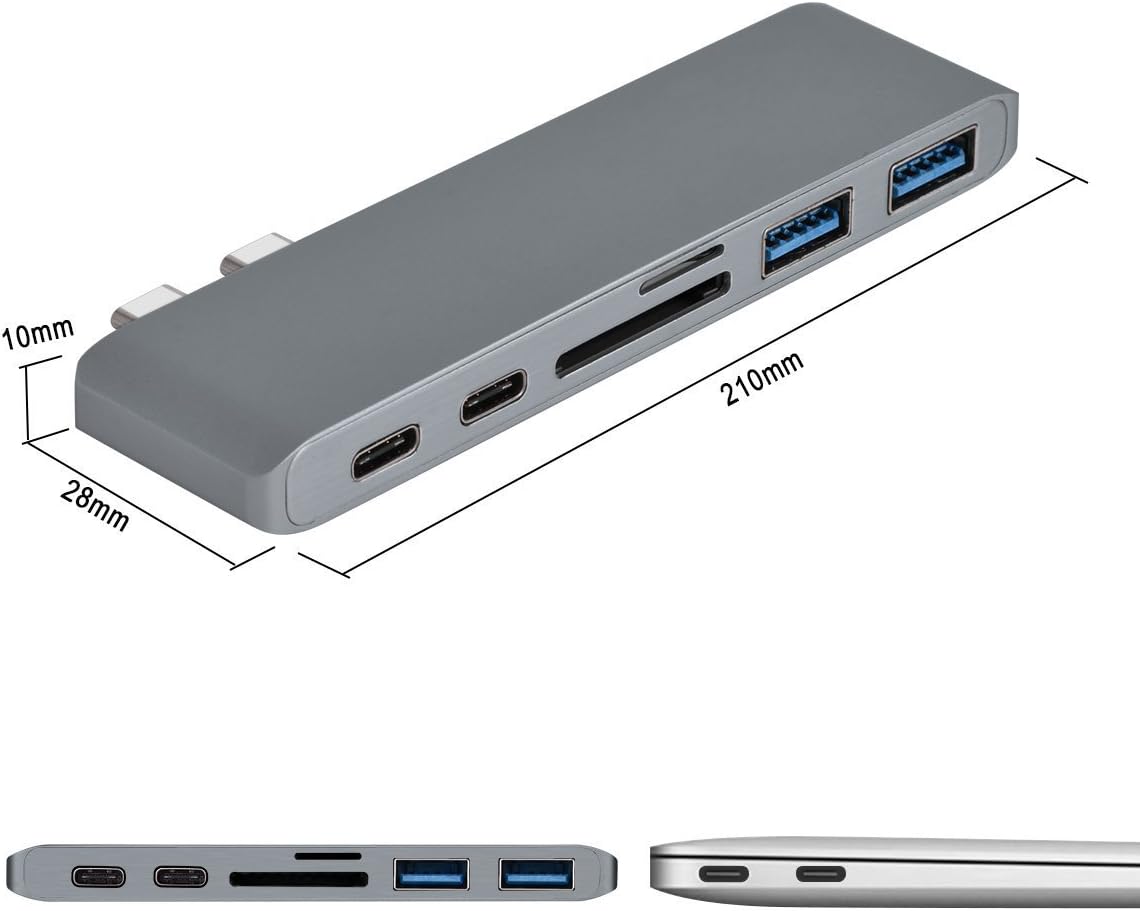 Best Deal Product Homate Aluminum USB-C Hub Adapter with 40Gbs Thunderbolt 3, Pass-Through Charging, SD/Micro Card Reader Slot and 2 USB 3.0 Ports for Macbook Pro 13” and 15”–(Space Gray) Best Cyber Monday 🔥 Homate Aluminum USB-C Hub Adapter with 40Gbs Thunderbolt 3, Pass-Through Charging, SD/Micro Card Reader Slot and 2 USB 3.0 Ports for Macbook Pro 13” and 15”–(Space Gray)