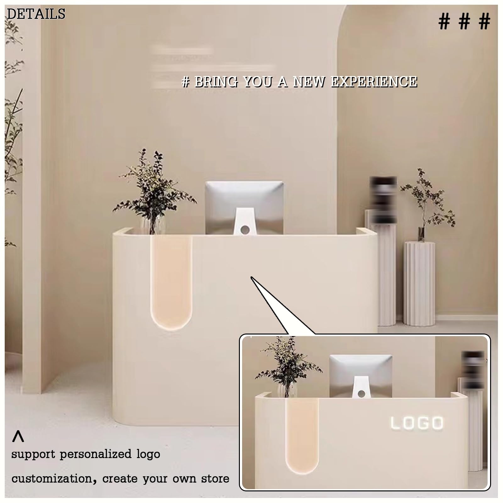 Bureau de réception élégant et moderne – Bureau de secrétaire debout élégant pour salons, bars et comptoirs – Parfait pour les zones de réception et les espaces de bureau – Design compact