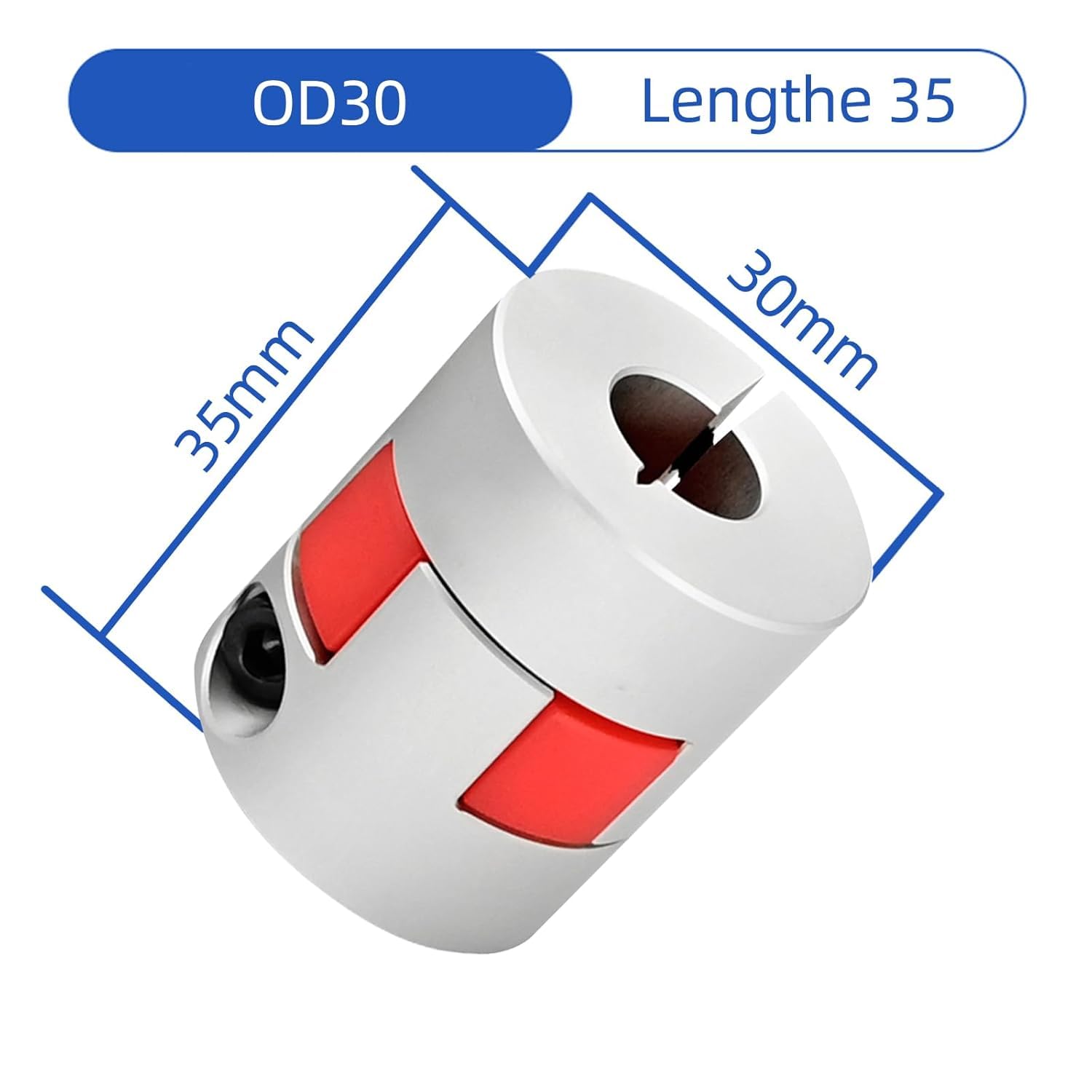D30 * L35 Flexible Shaft Coupling, 10mm to 14mm Bore, Aluminum Plum Connector Flexible Coupler for 3D Printers, CNC Machines, and Servo/Stepper Motors