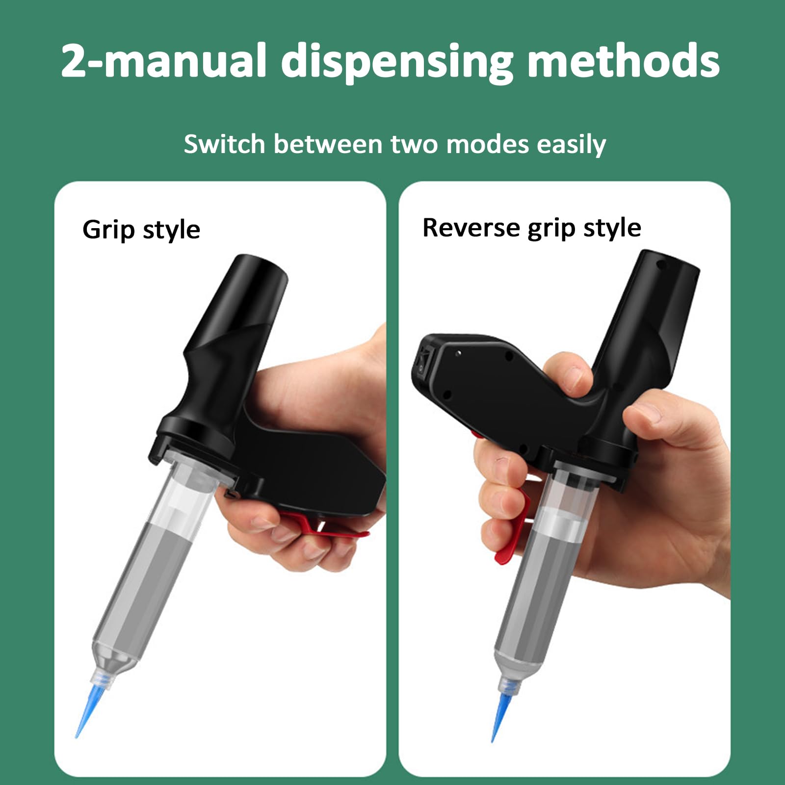 Pistola per colla elettrica, dispenser di precisione per resina UV, doppia presa, compatibile con adattatori da 10 CC e 30 CC/50 CC, ideale per pasta saldante e sigillante