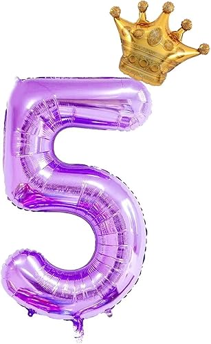 Vista 16 de Juego de globos morados de corona del número 3 de 40 pulgadas, globos de tercer cumpleaños para niñas, globos decorativos de celebración