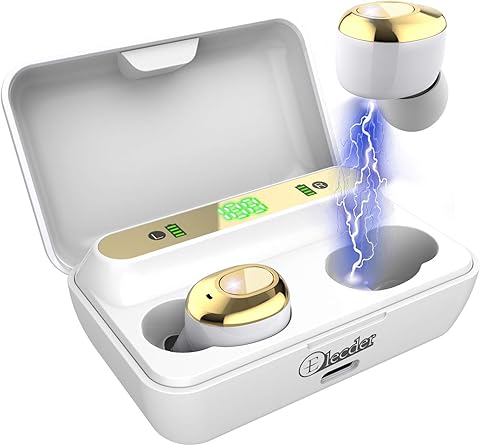 Elecder D12 Wireless Earbuds Bluetooth 5.0 Headphones with LED Digital Display Charging Case Built-in Microphone in-Ear Earphones with Deep Bass for Sports Running (White)