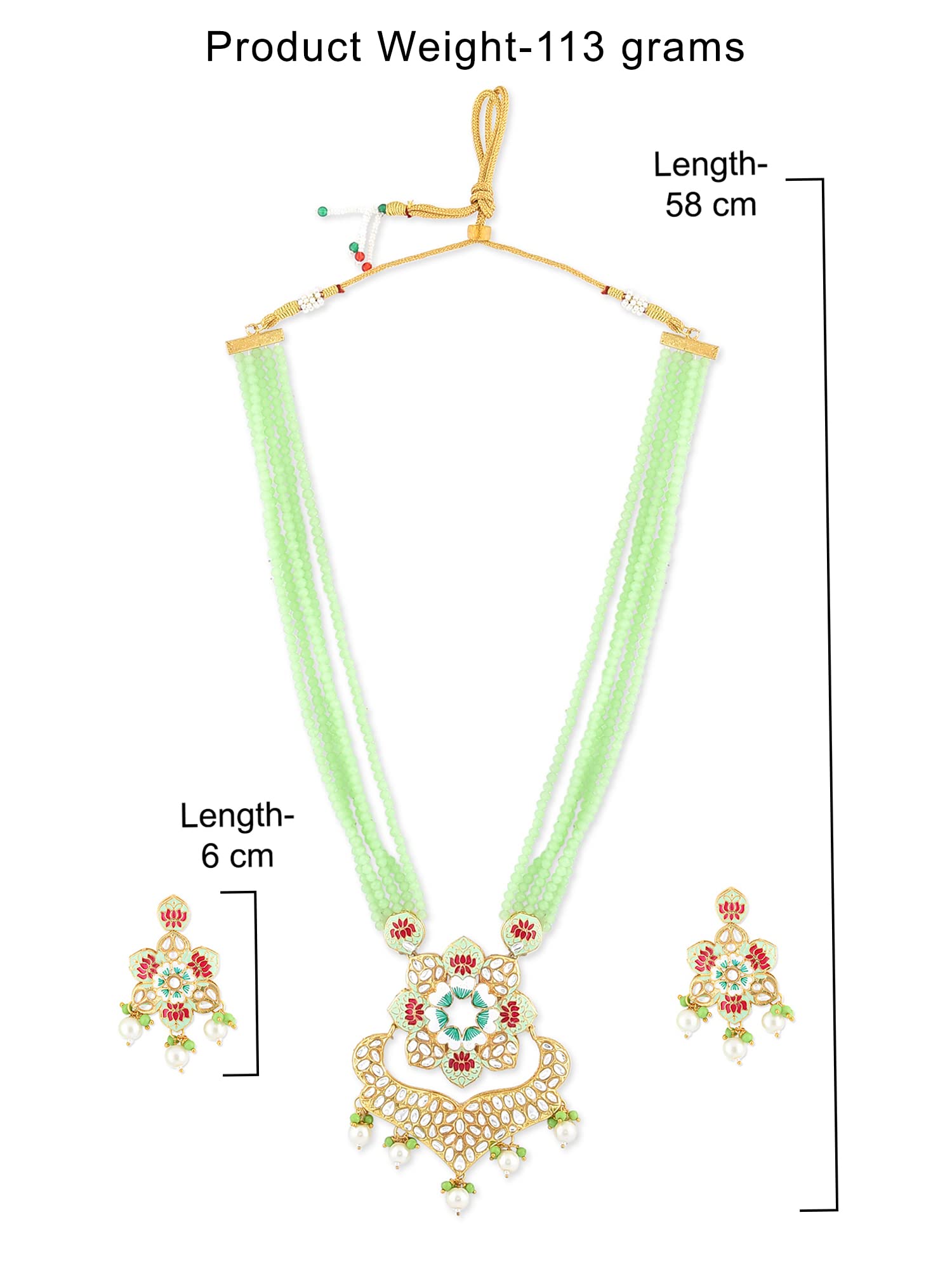 Multicolor Meenakari Multistrand Crystal Necklace & Earring Set