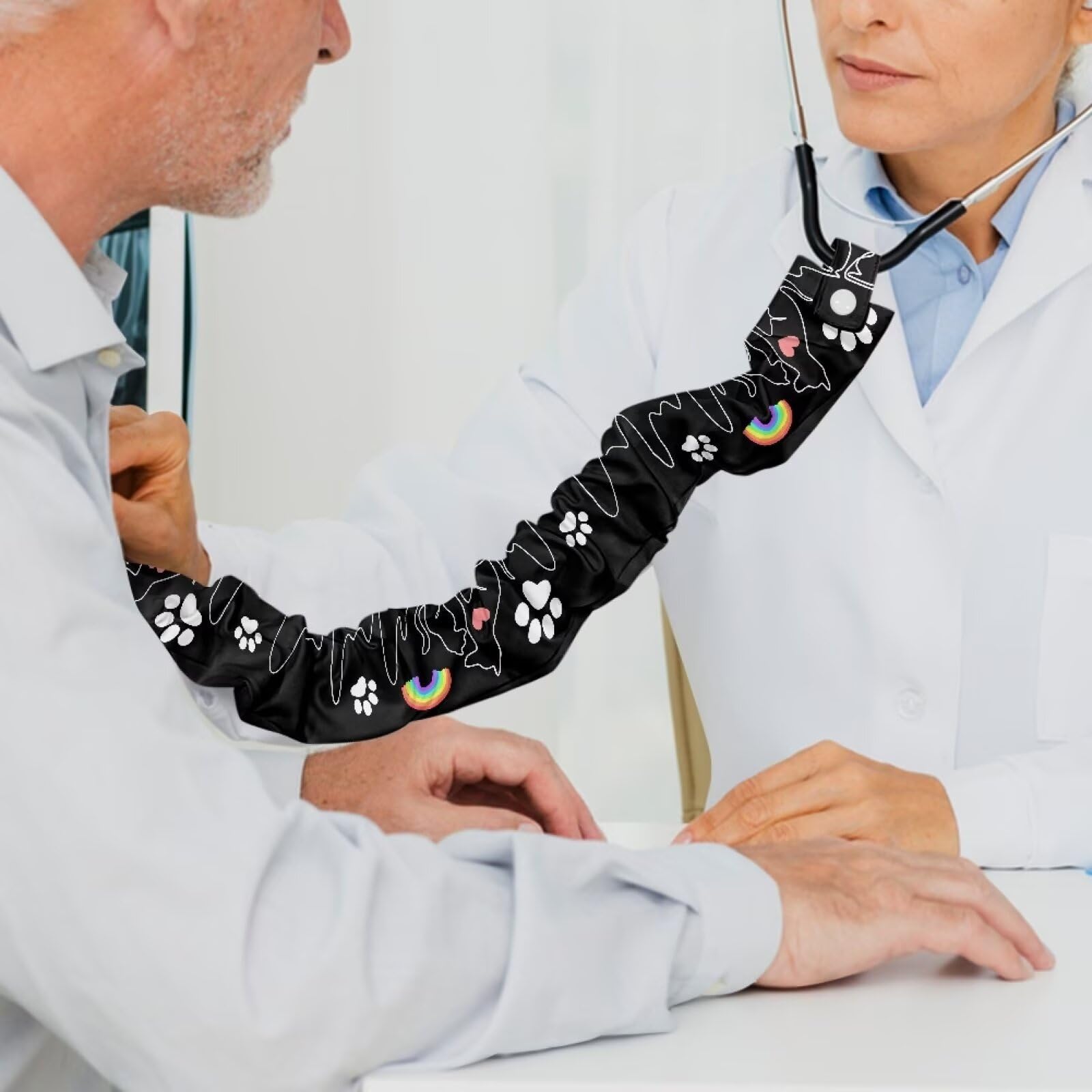 Cugasmaru Black Stethoscope Cover Paw Print Nurse Stethoscope Accessories for Nurses Doctors