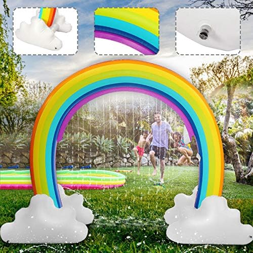 MerryXD Rainbow Sprinkler,Giant Water Inflatable Arch Sprinkler Outdoor Summer Toys for Kids