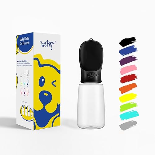 Miniatura 21 de WePet Botella de agua portátil para perros, 12 onzas, dispensador de agua para cachorros a prueba de fugas con alimentador de bebida para mascotas