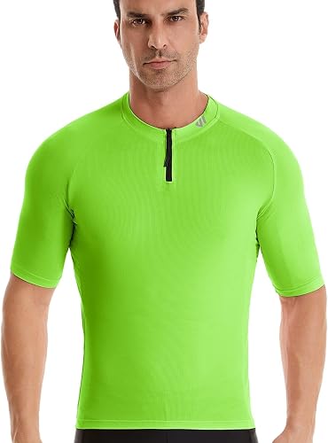 Wulibike Cycling Jersey Men Short Sleeve, Road Bike Jerseys Half Zipper with Poc