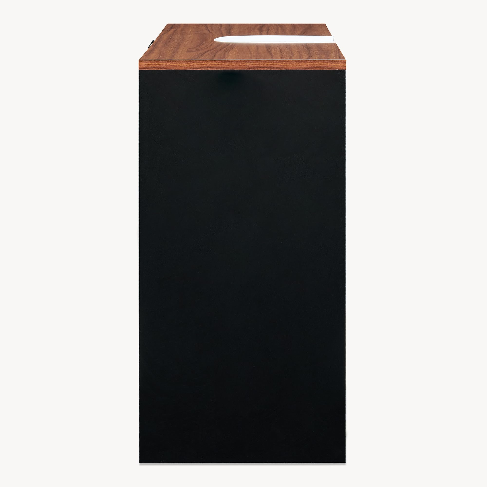 [en.casa] Mobile Sottolavabo da Terra con Anta Armadio da Bagno Sotto Lavandino con Scomparto Chiuso Ritaglio Sifone e 3 Ripiani Vani Aperti Lavanderia 60 x 66 x 30 cm - Nero/Effetto Noce