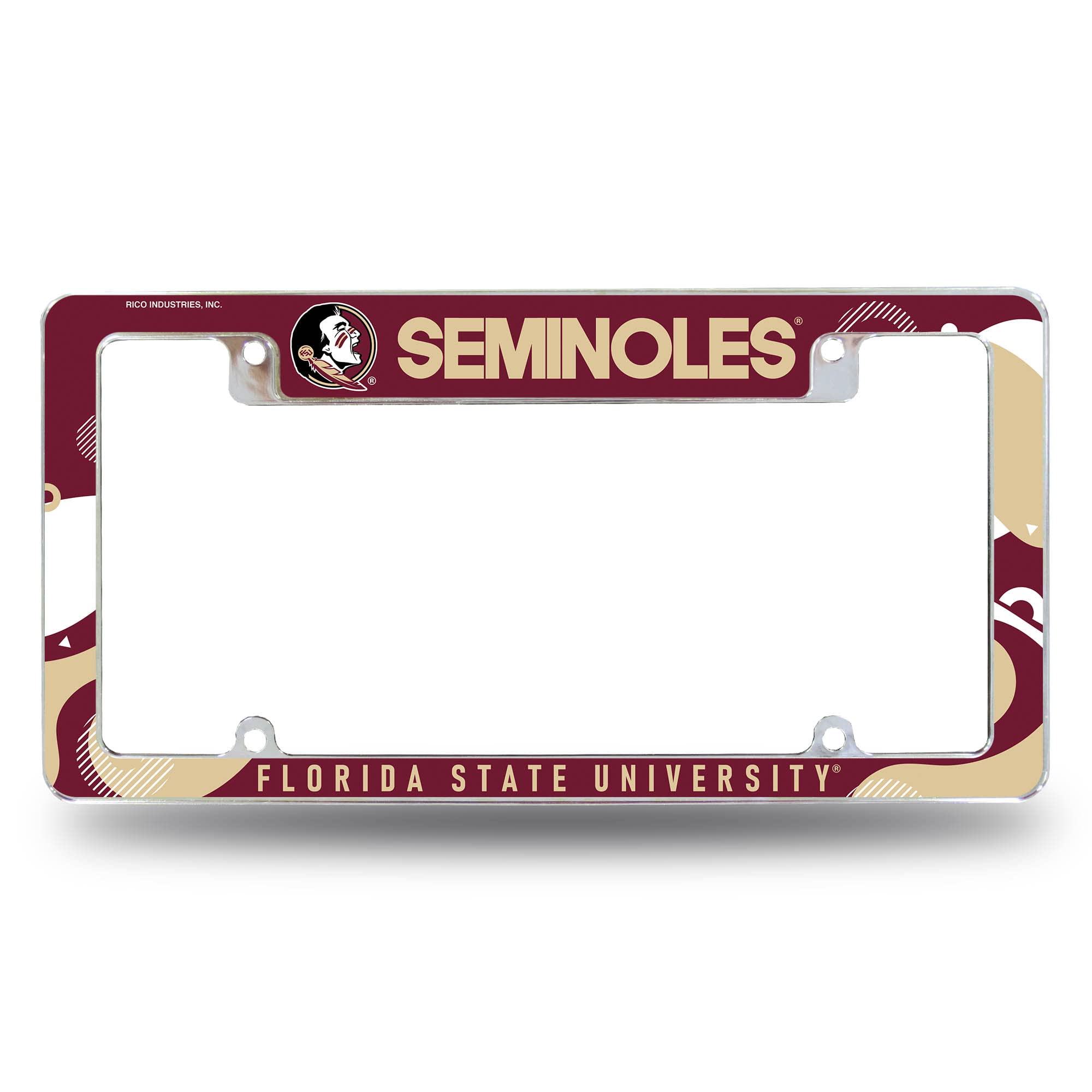 Rico Industries NCAA Florida State Seminoles Wave 12" x 6" Chrome All Over Automotive License Plate Frame for Car/Truck/SUV