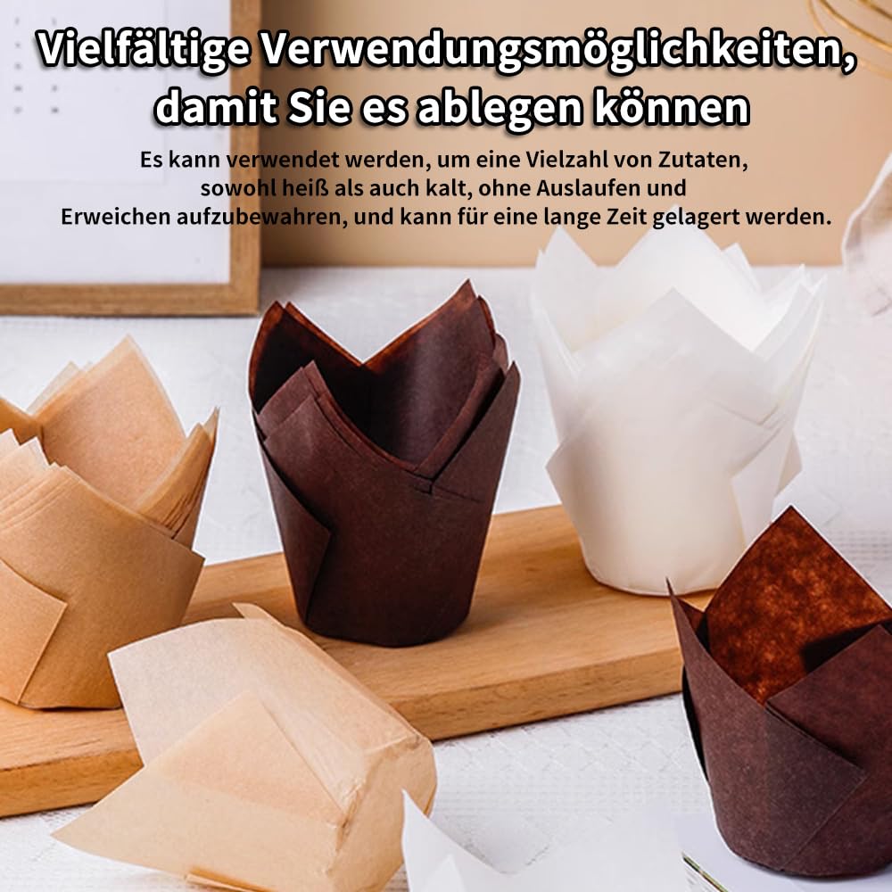 Havawish Tulpen-Cupcake-Förmchen – 500 Stück, Fettdicht, Bunt, Für Hochzeit, Geburtstag & Party