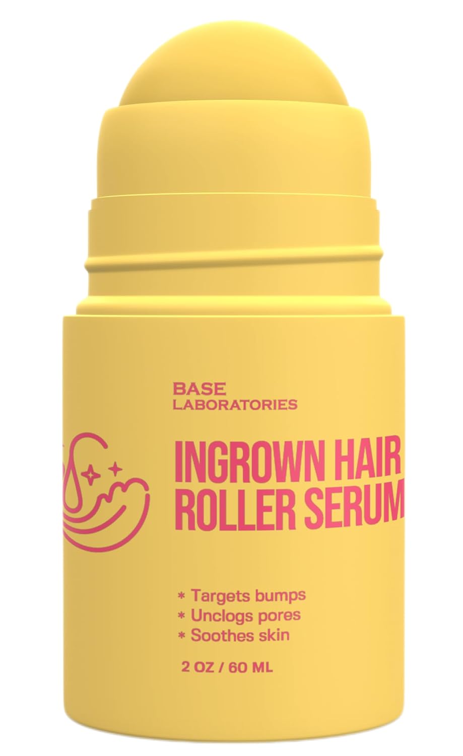 Base Laboratories Ingrown Hair Roller Serum: Salicylic & Glycolic Acid Roll-On for Razor Bumps, Bikini Line, Underarms – Smooths & Soothes Skin (2oz)