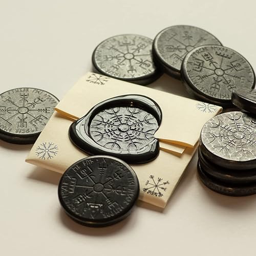 Miniatura 7 de Bastón doble nórdico en hierro, vegvisir y yelmo de asombro