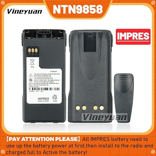 Miniatura 2 de Vineyuan Paquete de 10 baterías NTN9815AARB NTN9858AARBC IMPRES para Motorola XTS1500 XTS2500 PR1500 MT1500 de dos vías de repuesto NI-MH con clip