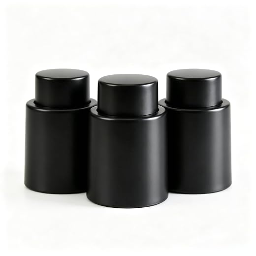 Wine Stopper Vacuum, Set of 3, Reusable Wine Bottle Cork, Black