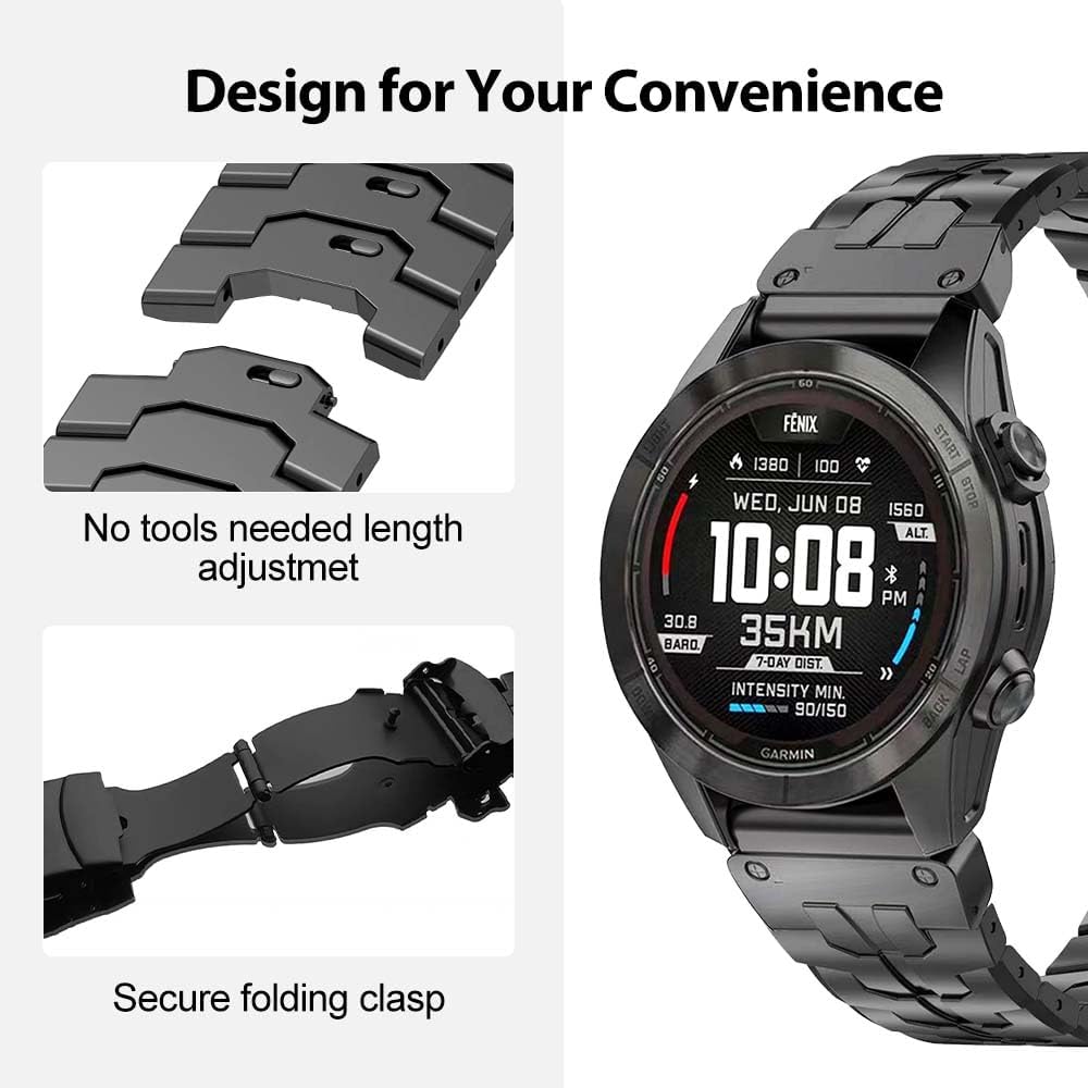 No Tool Needed 22mm Titanium Band Compatible for Tactix 8 47mm/Fenix 8 47mm/7/6 Pro/Forerunner 965,26mm Metal Quick Fit WatchBand for Tactix 8 51mm/Instinct 3 50mm/Fenix 8 51mm/7X Pro/6X Pro - Image 4