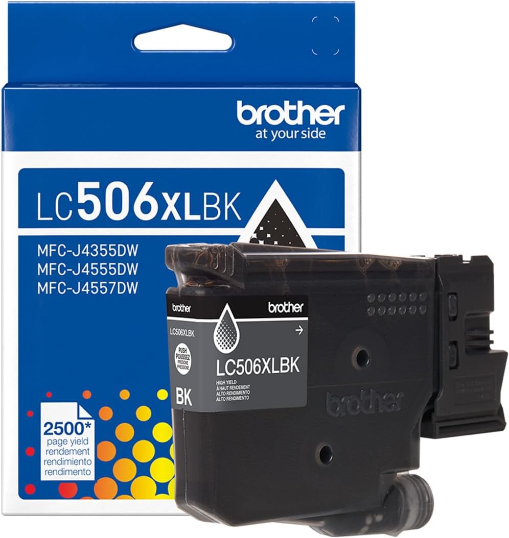 Brother Genuine LC506XLBK High Yield Black Ink Cartridge (for use INKvestment 4355, 4555, and 4557 Printers)