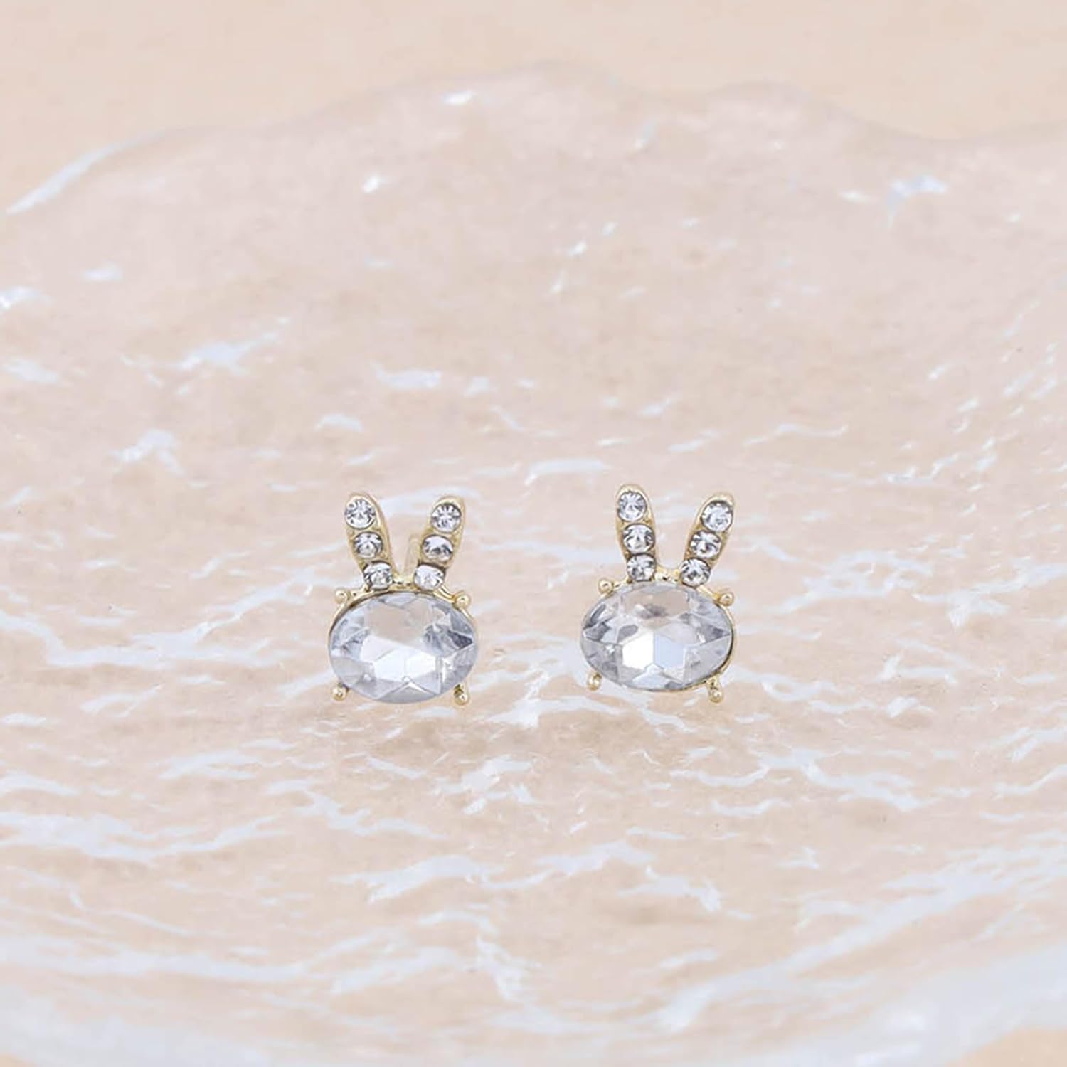 Cute Cz Bunny Stud Earrings Clear Crystal Rabbit Earrings Tiny Gold Rhinestone Earrings Mini Rabbit Stud Earrings Jewelry for Women - Image 3