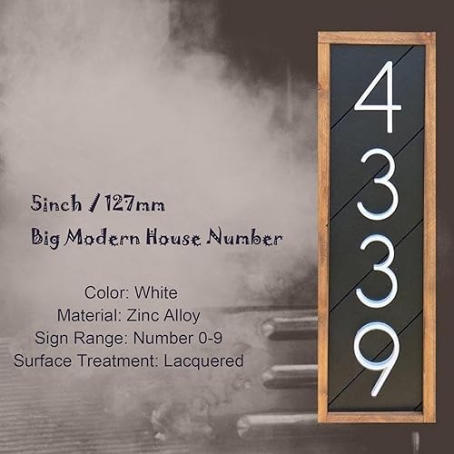 Miniatura 2 de Placa flotante 3D para casa, números de 5 pulgadas, color blanco, moderno, dirección, dirección del hogar, aleación de zinc, montaje con tornillo