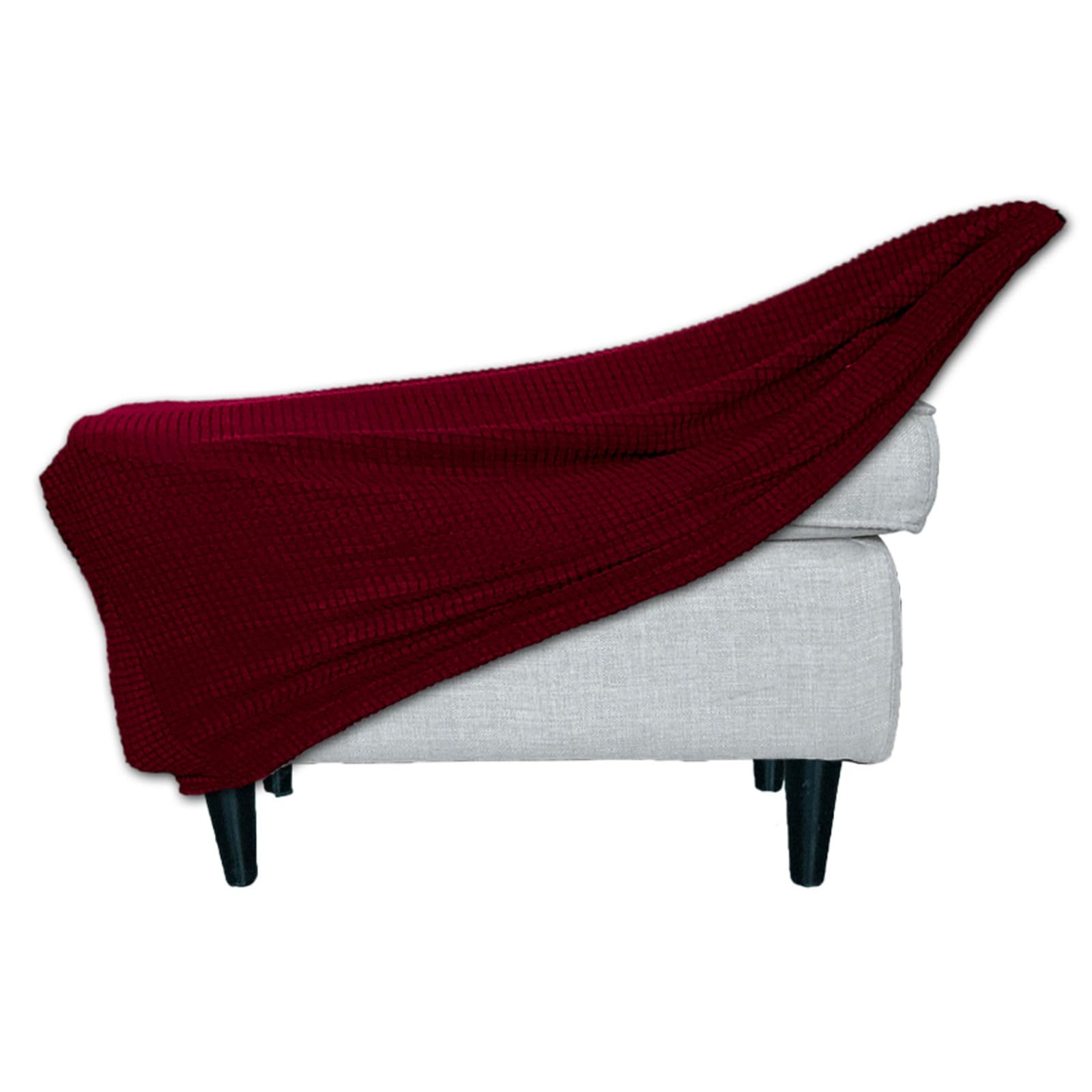 BBDIYCD Rectangle Footstool Cover, Stretch Ottoman Cover Washable, Removable Large Stretch Pouffe Cover Non Slip Foot Stool Jacquard Slipcovers With Elastic Bottom,Red,L — image 1