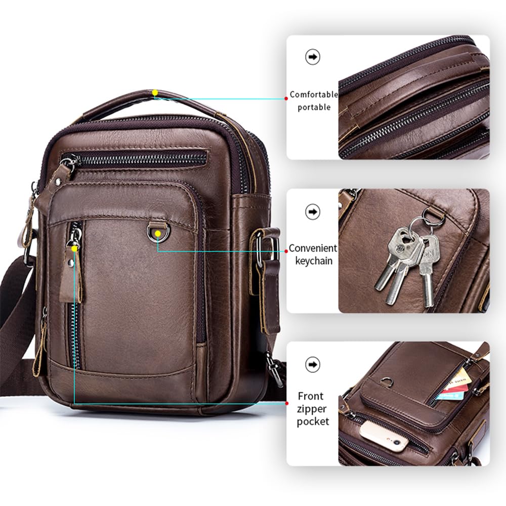 pundarika Piccola borsa a tracolla in vera pelle per uomo, borsa a tracolla da uomo, borsa a tracolla a tracolla, tracolla regolabile