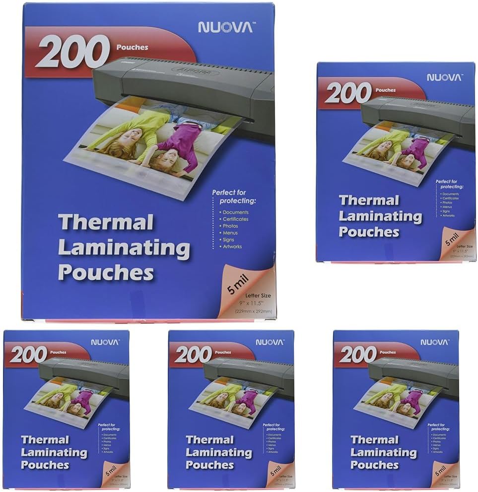 Nuova 200-Pack, 5 Mil Thermal Laminating Pouches 9 x 11.5 Inches, Letter Size (LP205H)