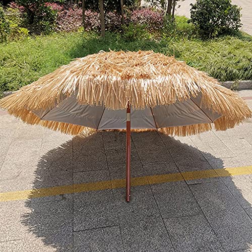 Sombrilla de playa tropical de paja con mástil inclinable impermeable de 180cm 2