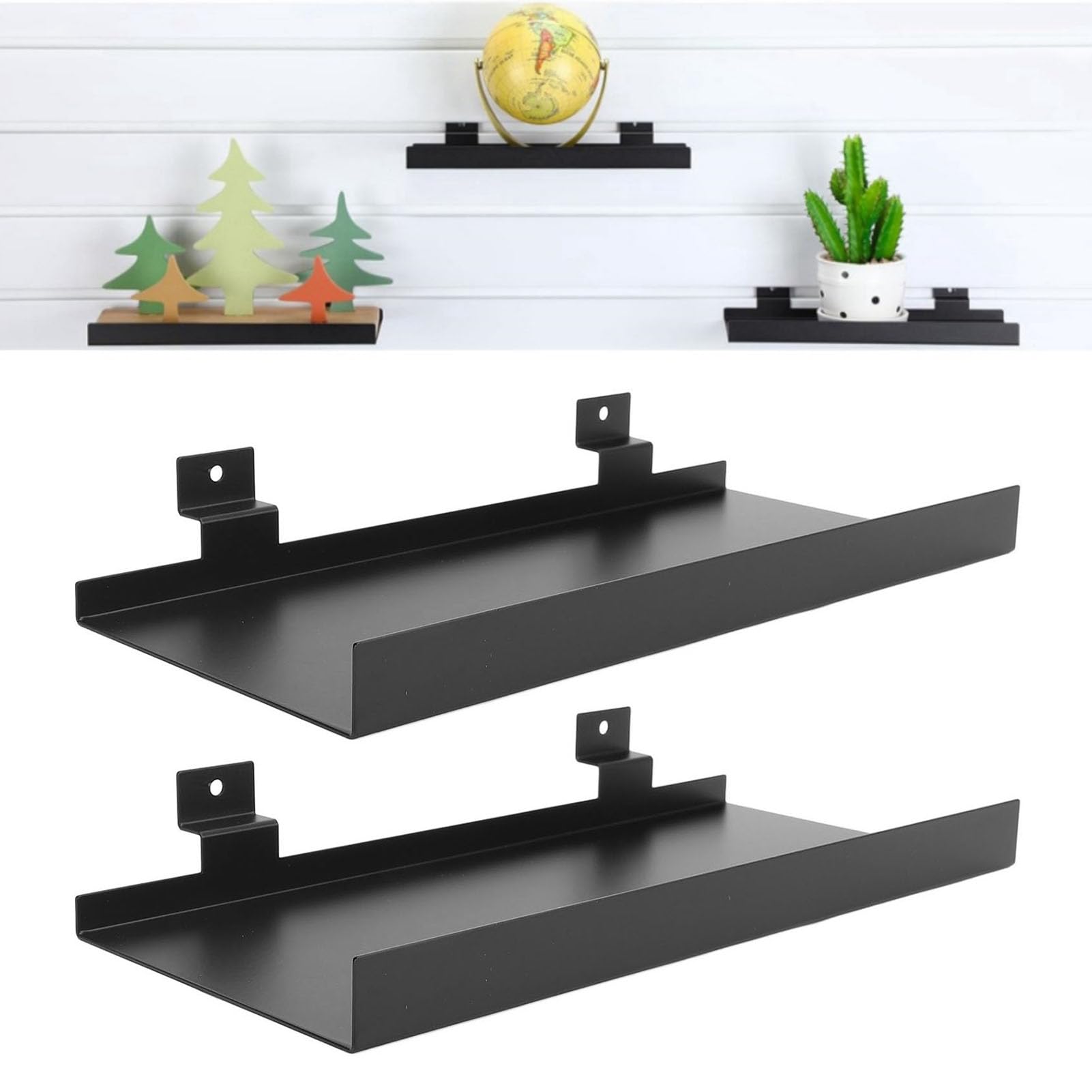 AYNEFY Metal Wall Mounted Shelf, Display Rack for Figurines, Crafts, Photo Frames, Sturdy Iron, Rustproof Design, 25x11 cm, Fits Homes, Shops, Boutiques