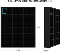 Vista 2 de Jumbl Vitrina Curio de pared de vidrio de chupito de madera - Negro