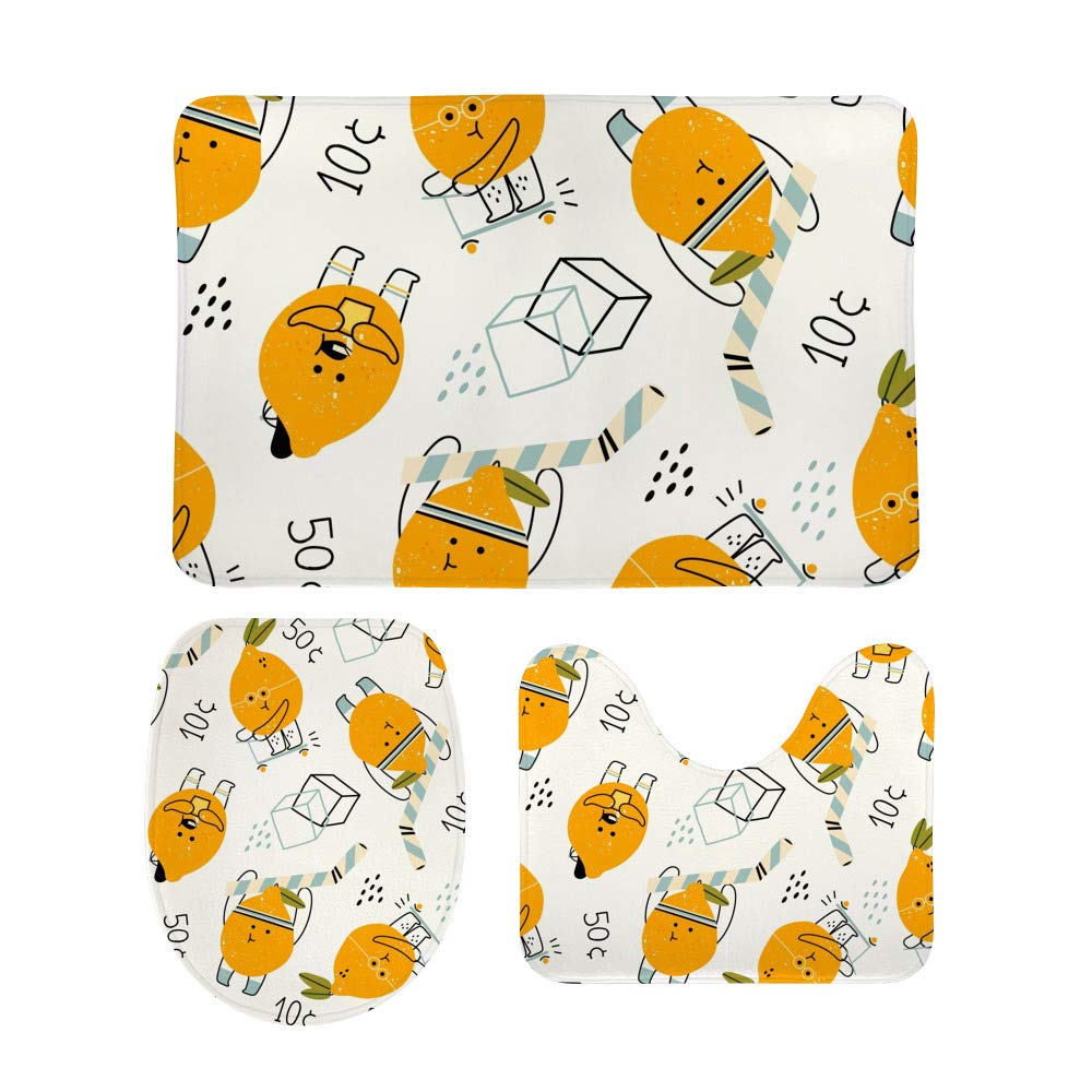 Tapis de salle de bain en polaire à mémoire de forme lot de 3 jaune antidérapant