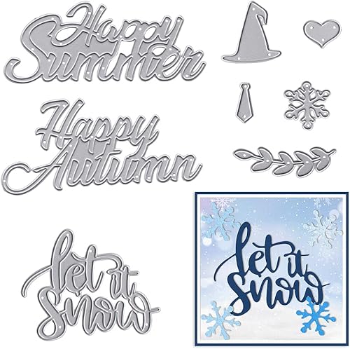 Miniatura 6 de 14 piezas de palabras navideñas troqueladas de metal para hacer tarjetas, cumpleaños, Acción de Gracias, palabras de corte, troqueles para