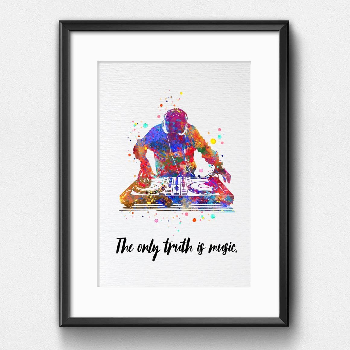 Dignovel Studios 11X14 Unframed DJ Music Live Only Truth is Music Lover Musician Studio Watercolor Art Print Poster Wall Hanging Decor DN872