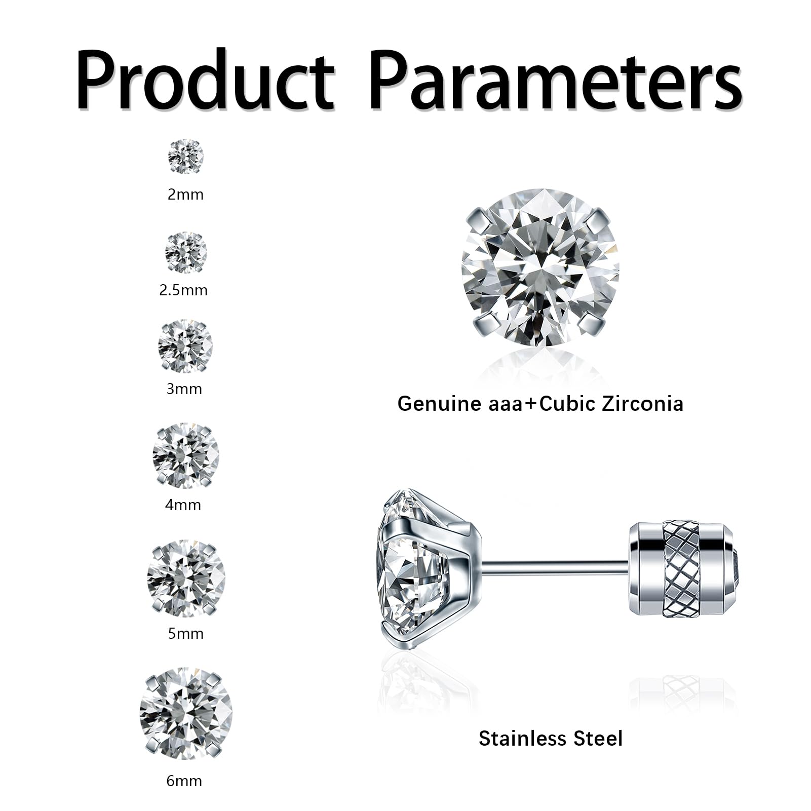 jewellry Cyrkonia hipoalergiczny Stud 20G dla kobiet mężczyzn dziewczyny oświadczenie chrząstka ze stali nierdzewnej Tragus Helix Piercing zestaw biżuterii jewelry