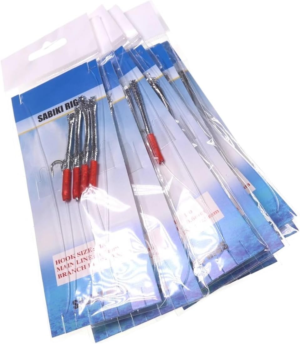 m10 Bags Tinsel tube-10 Bags/Lot #1/0 Sea Fishing Sabiki Rigs Feather Head Tinsel Tube Flash Skin High Carbon Steel Hook Lure for Herring