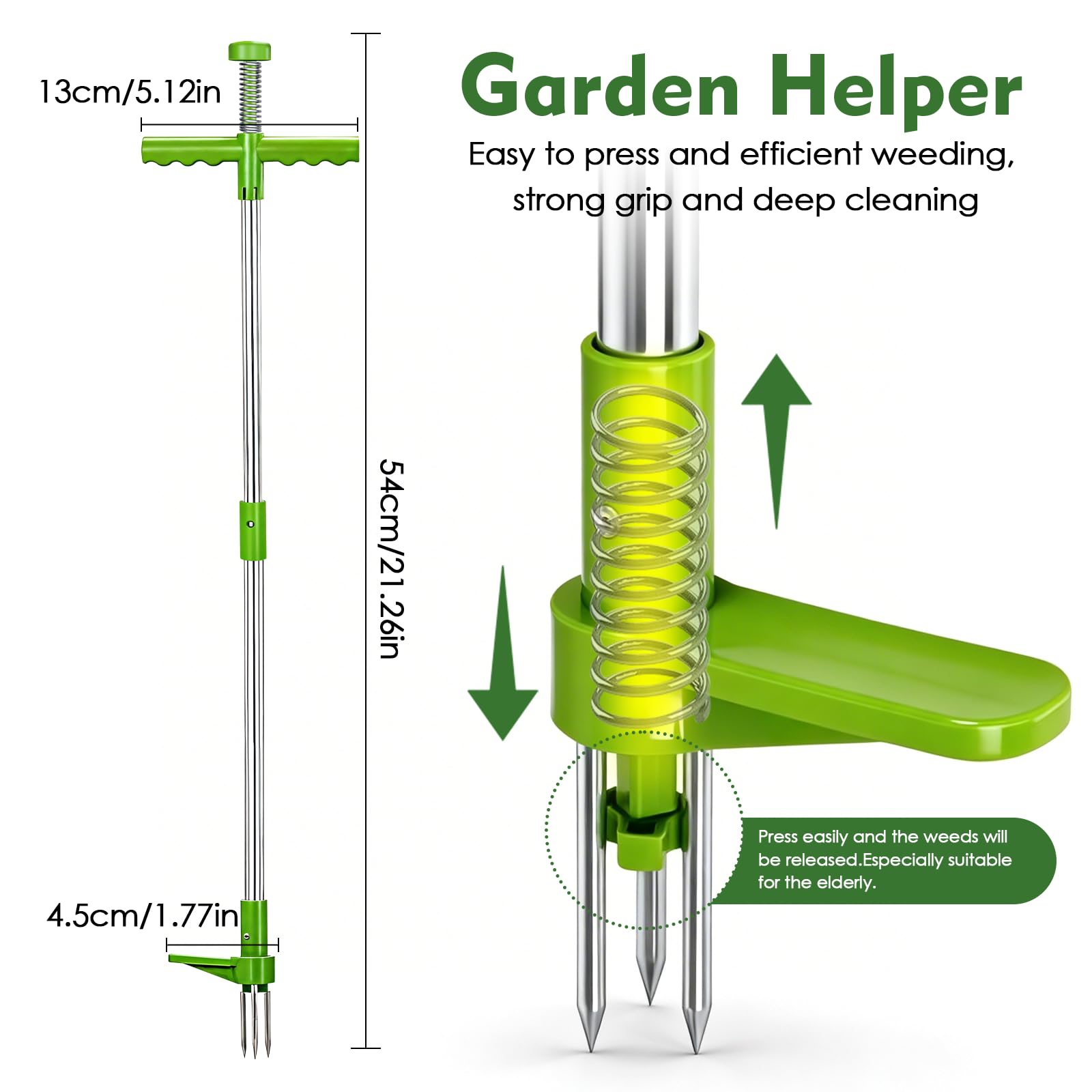 100cm Estirpatore Erbacce da Giardino,Estirpatore in Piedi con 3 Tappi in Acciaio e Pedale,Facile da Rimuovere le Erbacce Senza Piegare,Strumento Giardinaggio Diserbo per Cortile,Prato,Patio