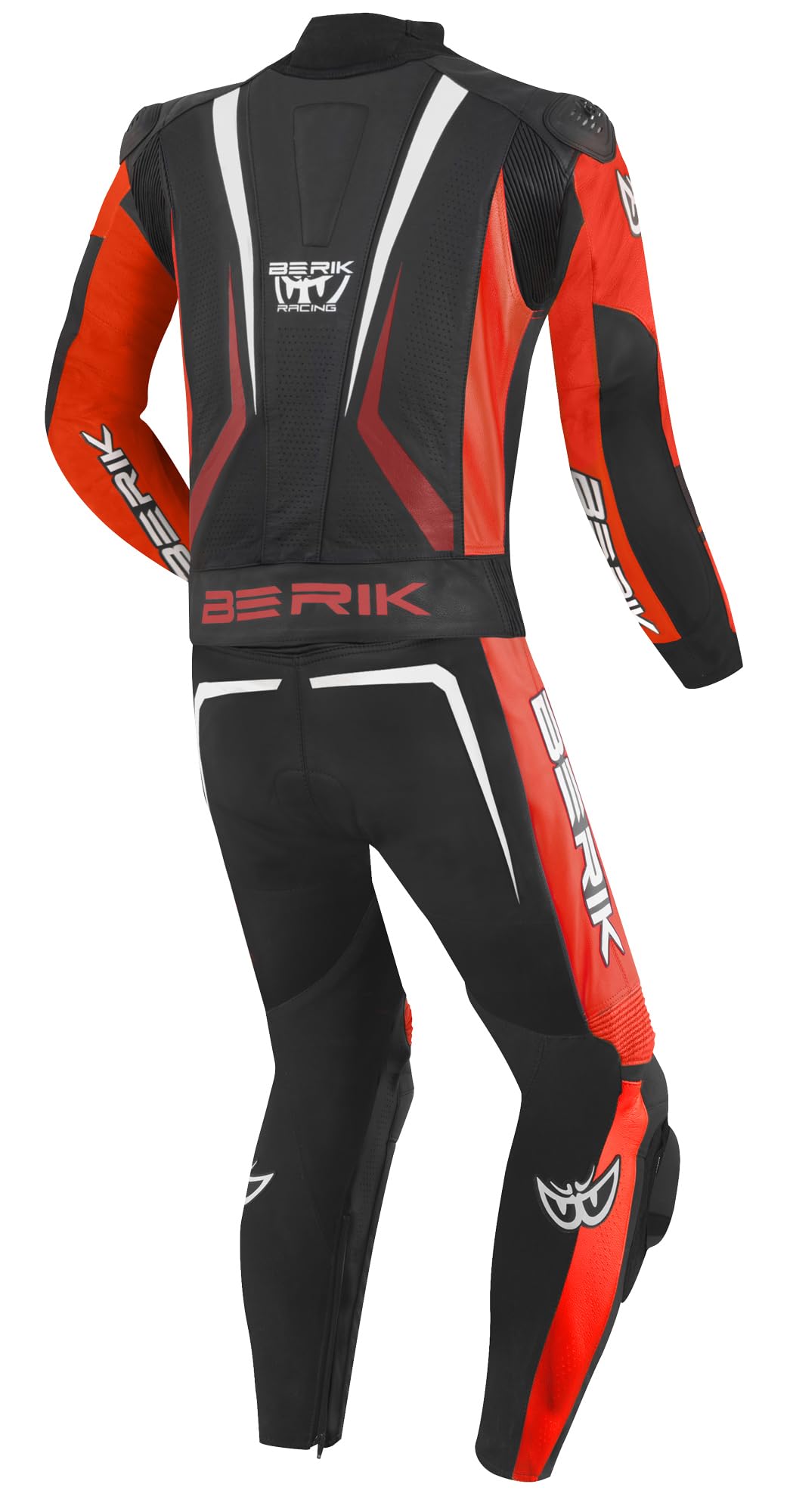 Berik Absolute GP2 Tuta in pelle da moto a due pezzi, nero/rosso neon/bianco, 50