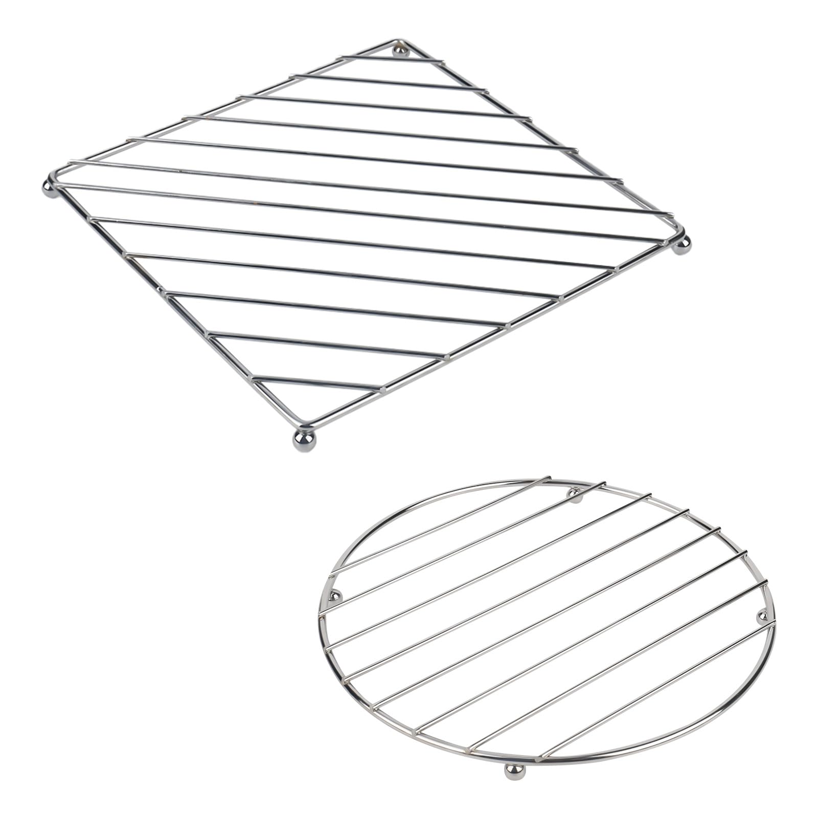 Elthmpr Silver 4 Piece Trivets For Kitchen Worktops - Stainless Steel Trivet Set, Hot Pan Stand Heat-Resistant, Versatile Design For Safe Use In The Kitchen, Easy To Clean And Store, Trivets For Hot Pots And Pans